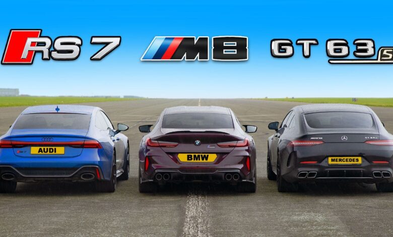 درگ سوپرسدان‌ها، آئودی RS7 پرفورمنس، بی ام و M8 و مرسدس AMG GT63