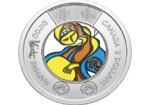 سکه ۲ دلاری جدید کانادا، یک شاهکار هنری با رنگ‌های آبی، زرد و نارنجی!