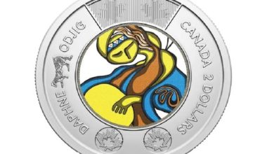 سکه ۲ دلاری جدید کانادا، یک شاهکار هنری با رنگ‌های آبی، زرد و نارنجی!