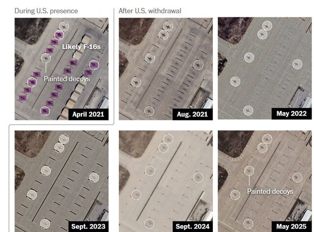 واشنگتن‌پست: طالبان تصاویر هواپیماهای نظامی را در پایگاه هوایی بگرام نقاشی کرده است